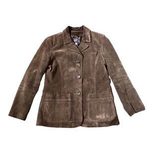 Vintage GAP Y2K Men’s 100% Calf Suede Chocolate Brown Blazer Jacket